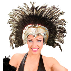 Péřová čelenka Kabaret stříbrná